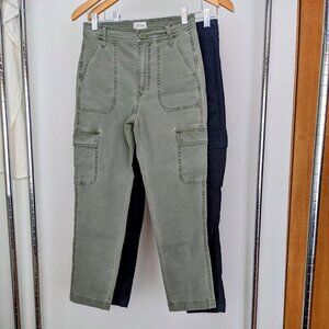 J. CREW 2x NEW! Straight-leg cargo pant (Frosty Olive & Navy) Size 24 AB590